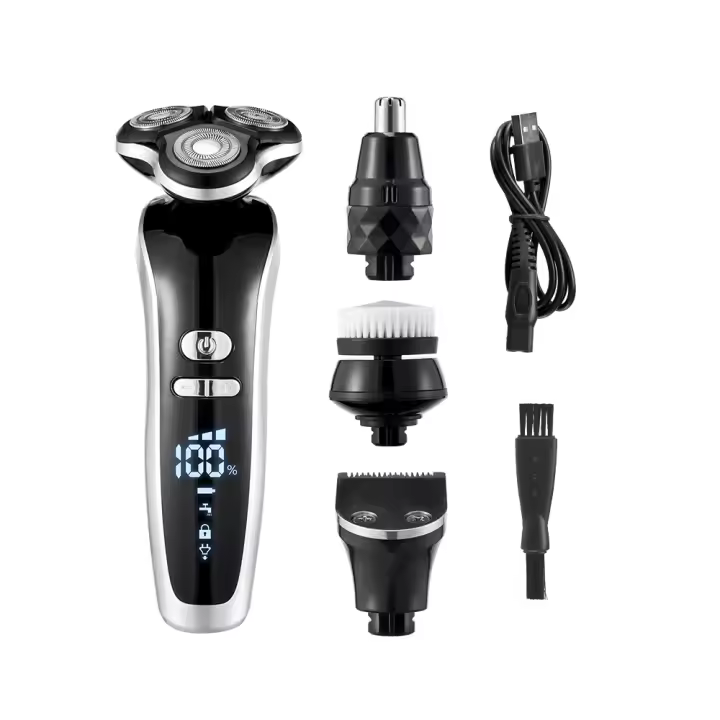 Cortadora de Melo Eléctrica con 3 Peines USB con Cabeza Limpieza de Cara y Cortadorapelo de Nariz y Oreja, Maquinilla de afeitar Multifuncional, con Pantalla LCD, impermeable. - 1