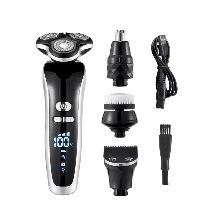 PORCHEDDU Cortadora de Melo Eléctrica con 3 Peines USB con Cabeza Limpieza de Cara y Cortadorapelo de Nariz y Oreja, Maquinilla de afeitar Multifuncional, con Pantalla LCD, impermeable. - 1