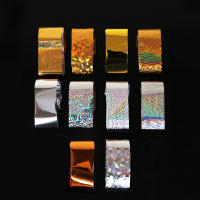Juego De 10 Hojas De Foil De Uñas Holográfico 2.5*60cm Dorado Plata Estrella Para Manicura DIY Adhesivos De Transferencia - details 3