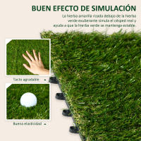 Outsunny Césped Artificial de 10 Piezas Alfombra Césped Artificial 30x30 cm con Altura de Hierba 25 mm Anti-UV Césped Sintético para Jardín Patio Balcón Verde Oscuro - details 3