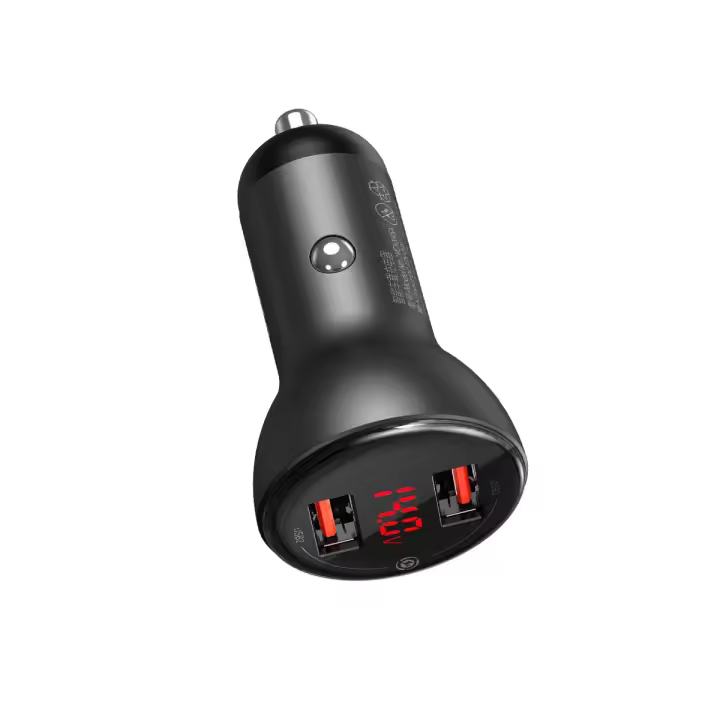Baseus Car Charger Digital Display Dual USB 4.8A 24W Gray (CCBX-0G) - 1