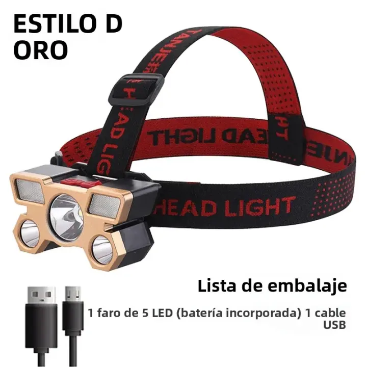 Linterna Frontal LED Recargable Con Batería 18650 Integrada Luz Fuerte Para Camping Aventura Pesca Y Excursiones - 1