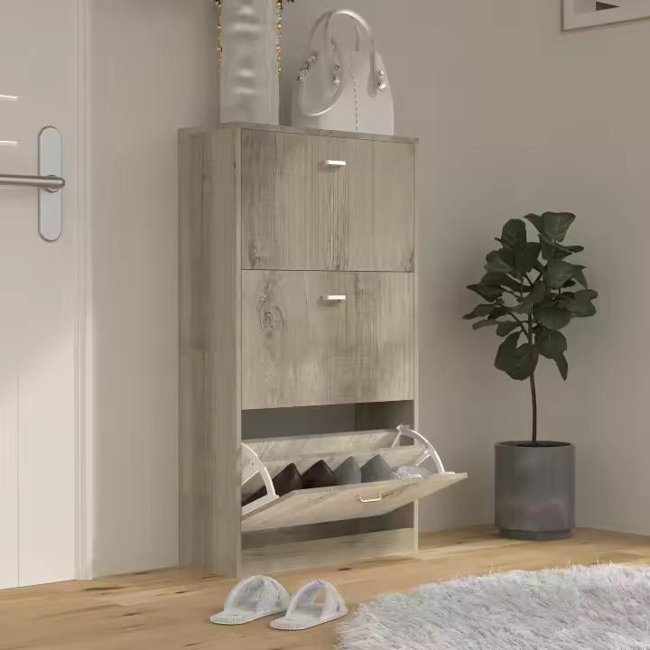 Estantería de madera Zapatero basculante Mueble zapatero Zapatero basculante 3 solapas Sipos L Estantería de madera Zapatero basculante Mueble zapatero Zapatero basculante 3 solapas Sipos L - 1