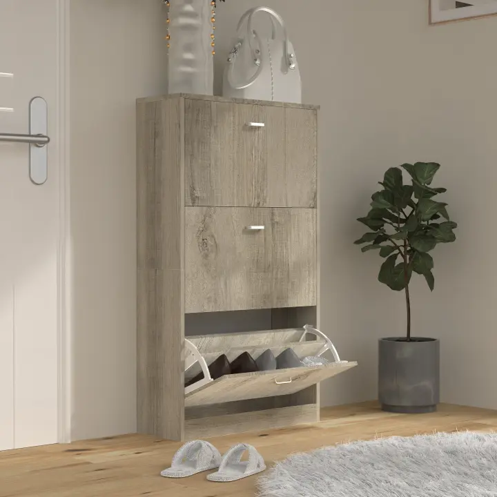 Estantería de madera Zapatero basculante Mueble zapatero Zapatero basculante 3 solapas Sipos L Estantería de madera Zapatero basculante Mueble zapatero Zapatero basculante 3 solapas Sipos L - 1