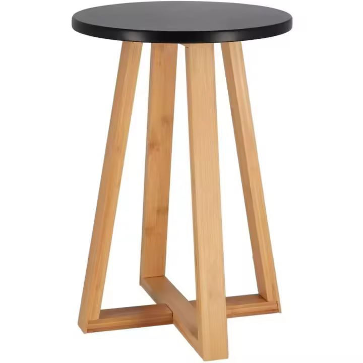 Baños Boutique Taburete Redondo de Madera Bambú, para Cocina, baño, jardín y Dormitorio - 1