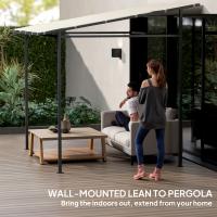 Outsunny Pérgola de Pared 2,4x2,4 m Cenador de Jardín con Techo Inclinado Protección UV 30+ Impermeable y Marco de Metal para Patio Terraza Balcón - details 5