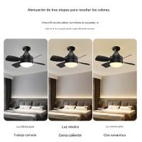 Ventilador de Techo de 4 Aspas con Luz, ventilador de techo empotrado de Perfil Bajo Moderno Negro con montaje de CC reversible, regulable, 6 flujos de aire y 3 colores de Luz. Dormitorio, interior/exterior. - details 0