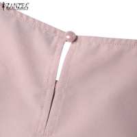 Vestido Elegante De Verano Para Mujer ZANZEA Con Manga Corta Estilo Trabajo OL Vestido Casual De Rodilla Solido Adecuado Para Fiestas Y Trabajo - details 12