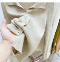 AOSSVIAO Chaqueta De Punto Para Mujer Estilo Oficina Lady Cierre Único Abrigo De Otoño Invierno 2025 Suéter Tejido Corto De Color Sólido Ajustado - details 19