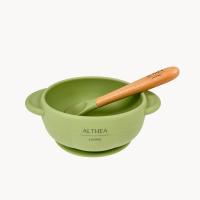 Conjunto de Vajilla Orgánica de Silicona para Bebé Althea Living - 8 piezas: Plato Harvard y Bol con Ventosa, Vaso de Aprendizaje, Cubiertos con Mango de Bambú, Babero - details 2