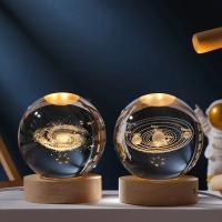 Lámpara De Noche De Cristal 3D Planetario Engravedo Por Láser Sistema Solar Decoración Para Escritorio Regalos De Festival Astronomía - details 1