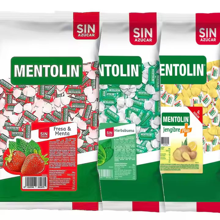 MENTOLIN PACK 3 Kg caramelos sin azúcar duros Fresa Menta & Hierbabuena & Plus Jengibre - 1