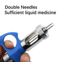 Siringa Inoculadora Automática Para Ponedoras De Pollo 5ml Con Aguja De Doble Agujero Vacuna Contra Pox De Gallo Material Acero Inoxidable + Plástico Color Azul Y Plateado - details 0