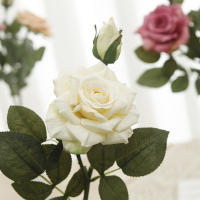 2 Cabezas De Flores De Rosa Artificiales Para Decoración De Hogar Y Jardín Arreglo De Ramas Largas Para Vaso Decorativo Y Boda Plantas Falsas Para DIY - details 2