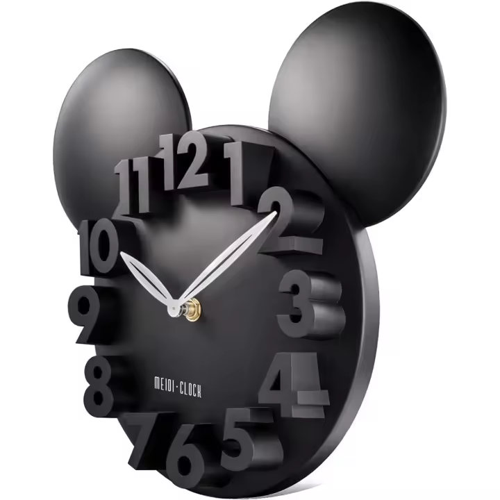 Mural de la pared de los niños Mickey negro 3D figuras Reloj de pared de cuarzo para el dormitorio de la guardería 32x28cm - 1