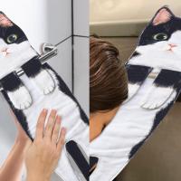 Divertidos Gatos Toalla de Mano-Decoración Gato Toalla Colgantes para Baño Trapos de Cocina-Animal Absorbente suave Toallas-regalos Graciosos Para Originales Mujer Amantes de Los Gatos-Blanco Negro - details 3