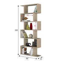 Meimon Estantería alta ATHENA en melamina roble Canadian, 192x80x24 cm, tablero E1 18 mm, cantos PVC 0,6 mm, herraje metálico de fijación, tacos ABS antirruido, uso como separador, carga máx. 45 kg, volumen 0,060 m³, peso 28,3 kg - details 1