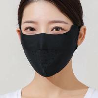 Máscara Facial De Seda Hielo Para Mujer Protección Solar Alta Calidad Color Sólido Transpirable Para Ciclismo Caza Correr Y Deportes Al Aire Libre - details 14