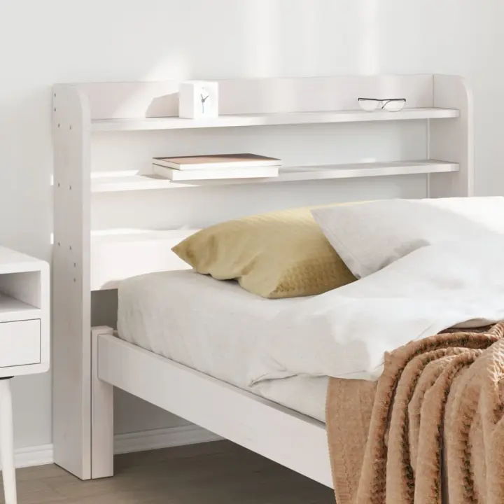 Cabecero de cama con estantes madera maciza pino blanco 100 cm - 1
