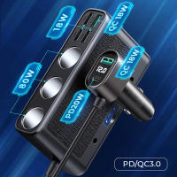 Adaptador De Cargador Para Coche 154W 9-en-1 QC3.0 PD USB 3 Enchufe Del Cigarrillo Divisor Con Interruptores Independientes Salida DC - details 5