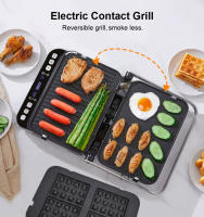 BioloMix Parrilla Eléctrica Rock'n Grill BCG02D 2000W, Placas Desmontables y Aptas para Lavavajillas/Reversibles y Antiadherentes, Sin Humo, Pantalla LCD y Control Digital, Apertura 180º, Placa Superior Flotante - details 0