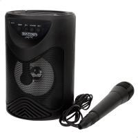 Bontempi - Altavoz karaoke con micrófono, 50W de potencia, luces RGB, conexión inalámbrica, USB, microSD, radio, función estéreo, batería recargable, formato portátil Ø12x18 cm, ideal para fiestas y eventos, con ranura para móvil - details 0