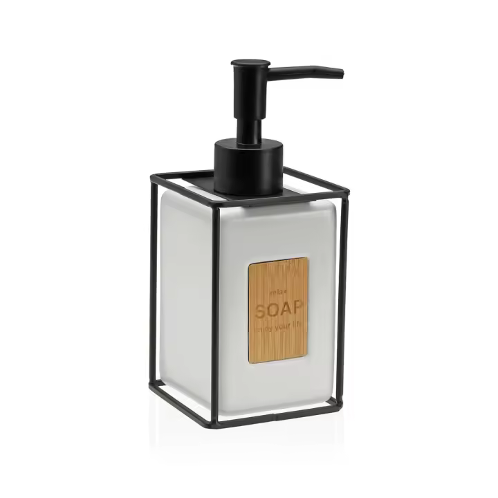Dispensador de Jabón Versa Blanco Negro Cerámica Plástico 6 x 8 x 16 cm - 1