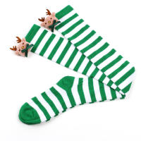 Novena Medias Navideñas Decorativas De Muñeca Calcetines De Pierna Sobre La Rodilla Estampado De Ciervo Y Rayas Para Mujer - details 32