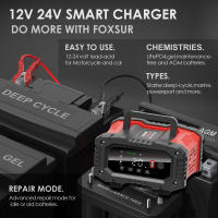 Cargador De Batería Automático Inteligente 12V/24V Para Coche Con Reparación De Pulso Para AGM Gel Ácido Plomo Carga 7 Segmentos - details 28