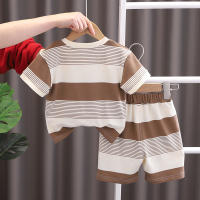Ropa De Verano Para Bebés Niñas Y Niños Conjunto De 2 Piezas Camiseta Y Shorts Estampado Rayado Casual Unisex Talla Pequeña - details 5
