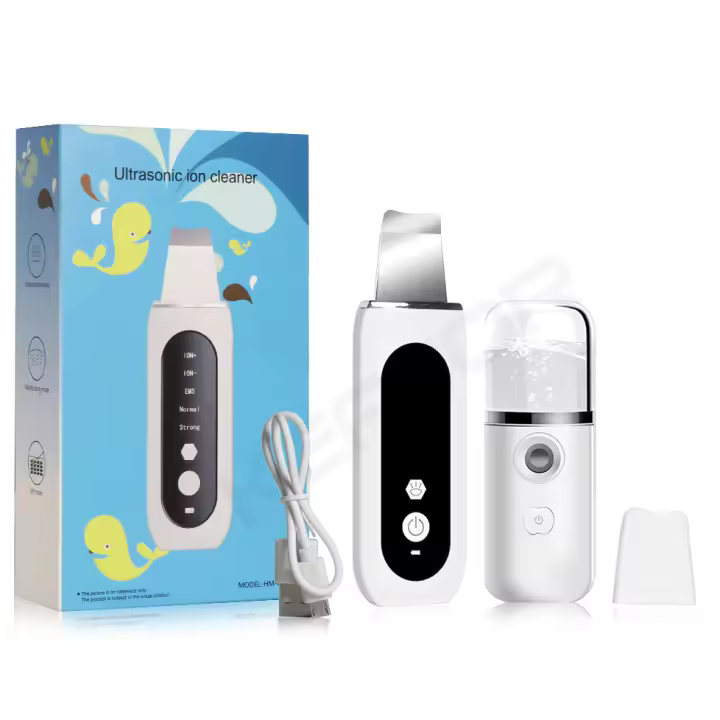 Limpieza Facial Profunda Con Ultrasónico Scrub Eliminador De Quiste Faciales Ionizador De Poros Acné Limpieza De Pelo Con Masaje Vibración EMS LED - 1