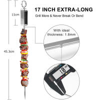 LMETJMA Brochetas De Barbacoa De Acero Inoxidable De 17 Pulgadas Con Mango Deslizante De Metal Y Solución Rápida Para Asar - details 1
