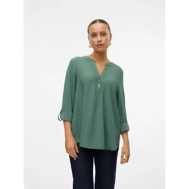 Blusa verde manga larga Vero Moda 10314638 cuello v - 1