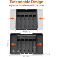 Organizador De Cajón De Cucharas Ajustable En Plástico Para Cocina Divisor De Almacenamiento Para Utensilios Y Cuchillería Estilo Moderno Plateado - details 10