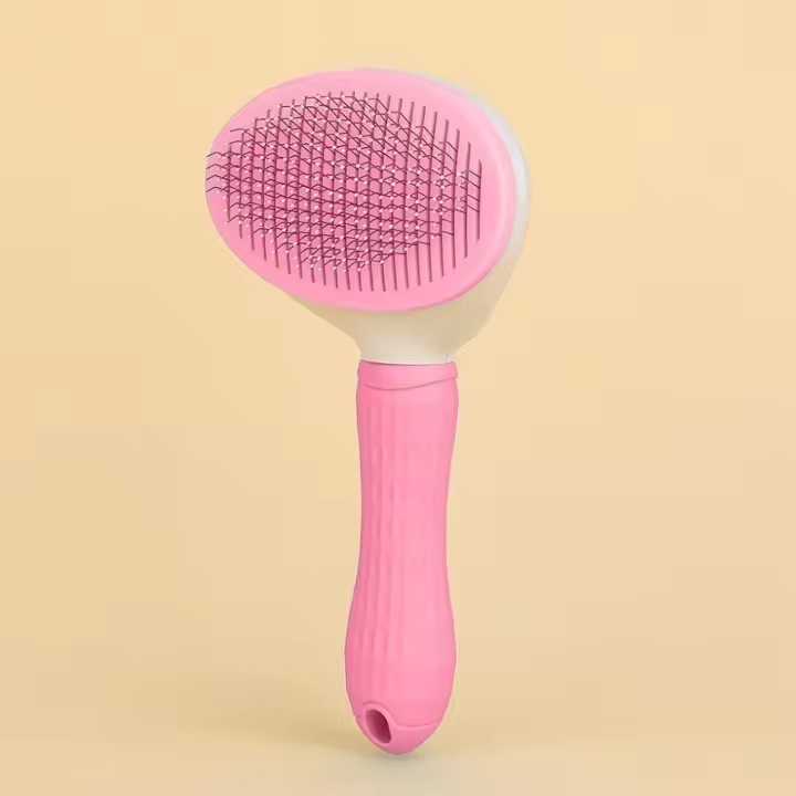 Peines para mascotas, peines para Gatos, peines de Aguja para depilar Perros, peines de Aguja autolimpiables para Ositio Bichón, mango de TPR, rose color - 1