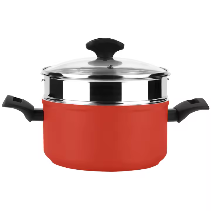 FAGOR Maxima Olla Vaporera 20cm Inducción Aluminio Forjado, Antiadherente sin PFOA, Cesta Vapor Acero Inox., , Rojo - 1