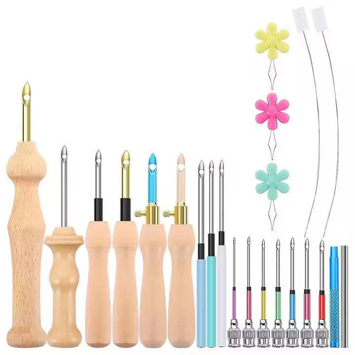 Kit de 23 agujas de punzón de madera, ajustable para principiantes y adultos. - 1
