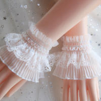 Pareja De Mangas Desmontables Para Dama Convoluciones Finas Y Encaje Mangas Flares Con Volantes Guantes Calientes Para Muñeca Suéter Blusa - details 1