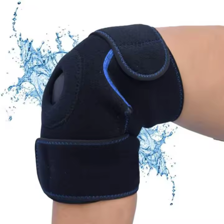 Rotillas, rodilleras, vendajes de enfermedades reutilizables, gel de PVC-poliéster, Negro y Azul - 1