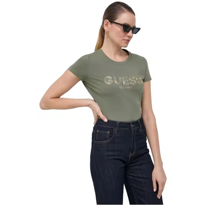 Camiseta Guess Bold Logo Tee para mujer en color verde - 1