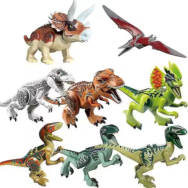 8 figuras de dinosaurio T-RAX de Jurassic World, juguetes de construcción, bloques, el mejor regalo para niños, multicolor - 1