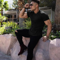 Camiseta Deportiva De Hombre Para Gimnasio Y Fitness Camisetas Musculadas De Moda Cortas Transpirables Para Verano Talla Slim Fit - details 5