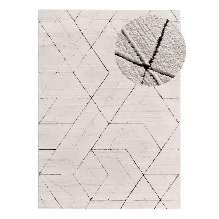 Alfombra de interior diseño geométrico con relieve en blanco - TURIN 2378 | 80x150, 120x170, 160x230 cm - 1