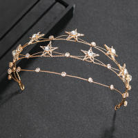 Diadema De Estrella Barroca Brillante Para Mujeres Con Doble Capa Y Hexagrama Accesorio De Boda Hecho a Mano Anillo De Pelo Delgado - details 4