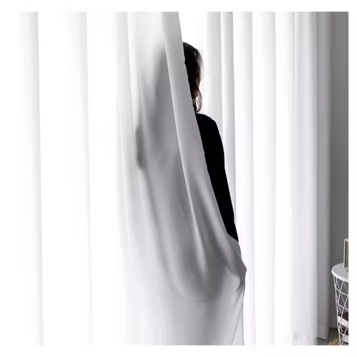 Panel De Cortina Transparente Blanca De Chiffon Textura Suave Y Silken Para Ventana De Dormitorio Y Sala De Estar Filtración De Luz Instalación En Techo - 1
