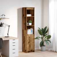 vidaXL Aparador alto roble 37,5x35x180 cm madera de ingeniería en color Negro/Gris hormigón/Roble artisan y más - details 5