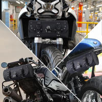 Bolsa De Herramientas Para Motocicleta Faux Cuero Bolsa De Manillar Impermeable Sillín Lateral Retro Sissybar Para Cruiser Sportster - details 0