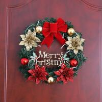 Corona De Navidad Para Puerta De Entrada Dorada Decoración De Pared Y Puerta De Año Nuevo 2024 Guirnalda De Ornamento Navidad 2025 - details 4
