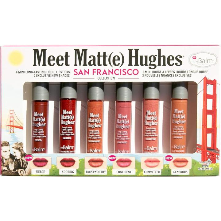 theBalm – Meet Matt(e) Hughes San Francisco – Set de 6 mini labiales líquidos de larga duración — oferta en Miravia