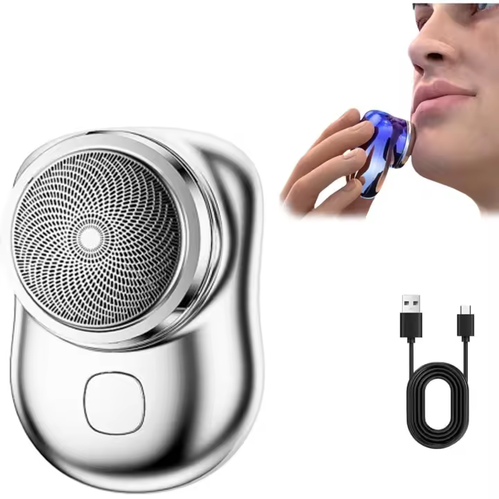 Afeitadora Lureza, mini afeitadora portátil Lureza, afeitadora eléctrica impermeable para hombres, recargable para viajes, oficina y negocios. (Verde) - 1